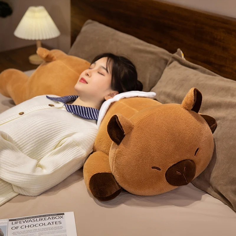 Kawaii Wings Capybara Long Sleep Pillow Stuffed Capibara Plushie Fluffy Doll Soft Sofa Cushion Nap Sleeping Toys for Home Bed