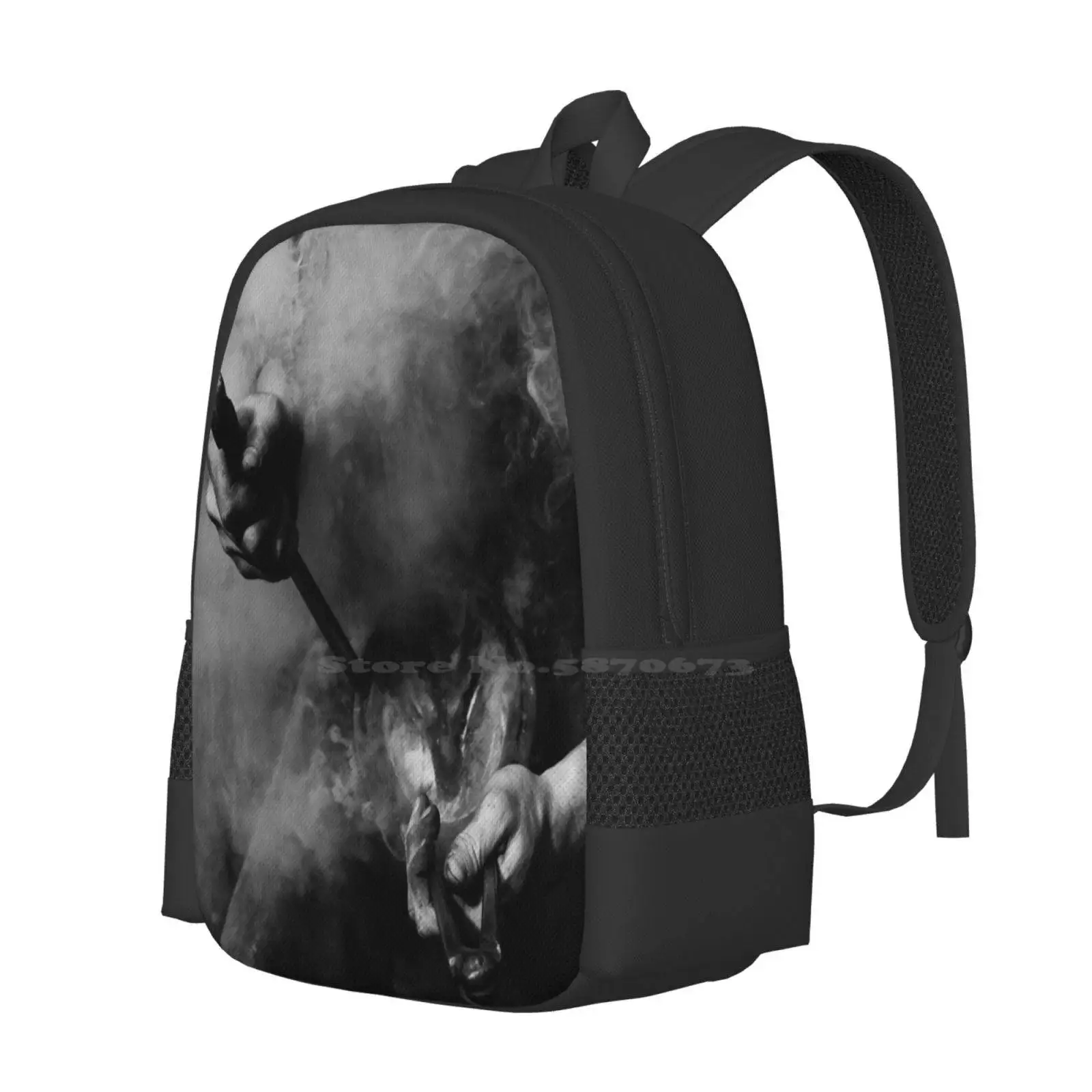 Farrier Fashion Pattern Design Travel Laptop School Backpack Bag Horse Equine Farrier Shoes Work Smoke Black White Hands Brian