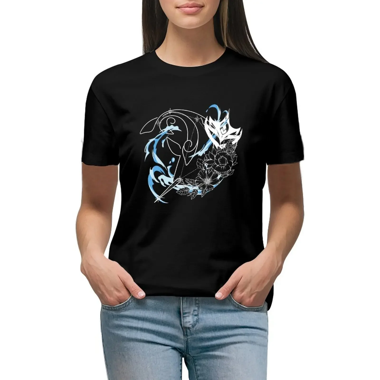 

Tartaglia Constellation Design White T-Shirt plain funnys korean fashion quick drying t shirts for Women loose fit