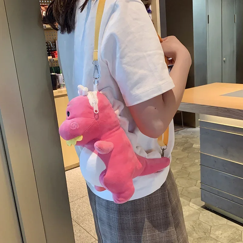 Bolsa de pelúcia feminina, japonesa e coreana, de desenho, pequena, bolsa, dinossauro, brinquedo, mensageiro