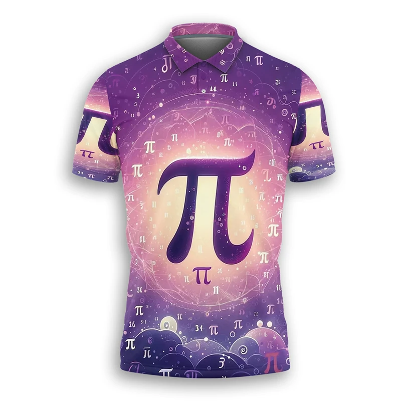 Funny Pi Day Polo Shirt For Men Summer Casual Mathematics Teacher 3D Printed T Shirts Fashion Daily Kids School Polo Shirts