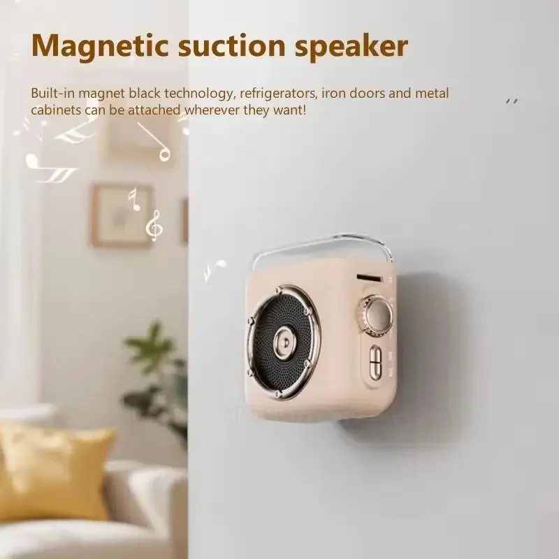 P6 retro atomic machine Bluetooth speaker mini portable built-in microphone with phone magnetic back clip desktop clock night li