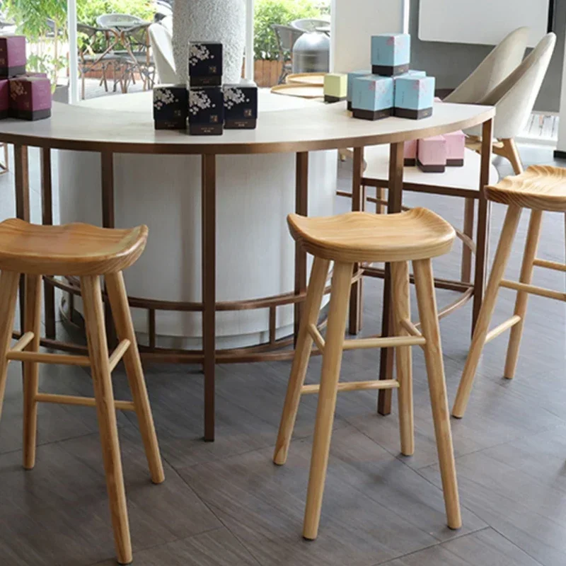 Sillas de Bar de escritura minimalistas, taburete alto, sillas de Bar, cocina al aire libre, casa, Tabouret, muebles de madera flexibles para sala de estar