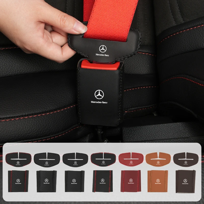 Car Seatbelt Protector Leather Seats Safety Buckle Base Cover For Mercedes Benz A B C E W201 W210 W108 W205 W124 W177 C200 C260