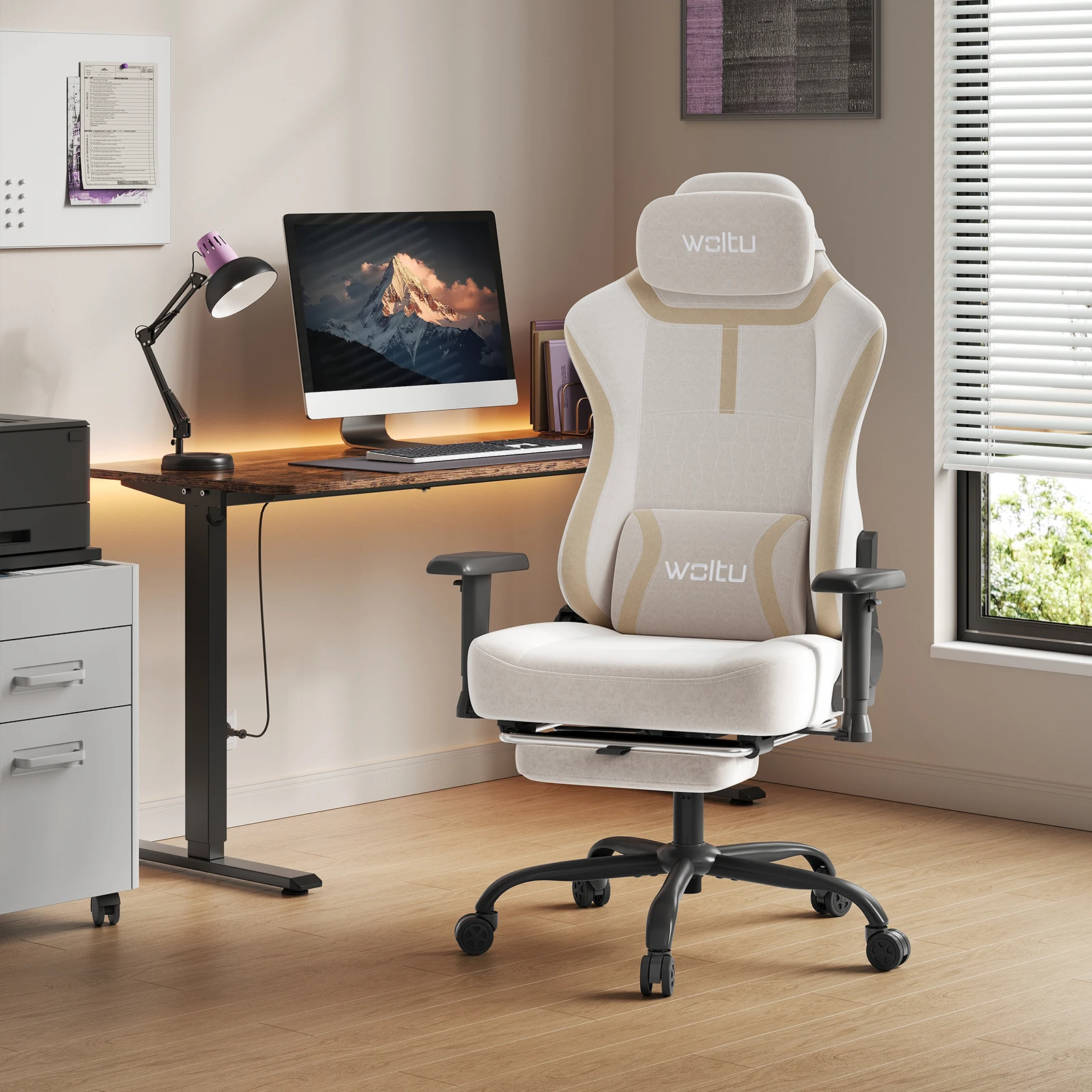 Sedia da gaming WOLTU con braccioli regolabili, sedia da scrivania ergonomica con cuscino lombare e schienale reclinabile multilivello per camera da l