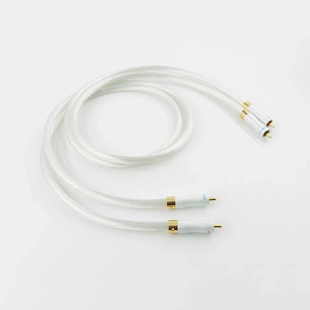 คุณภาพสูง 1 คู่ 5N Silver Plated OCC สาย RCA Analog สาย RCA สาย Silver Plated