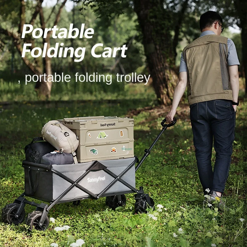 Outdoor Camping Folding Car Field Car Camping Trolley Hand-pulled Shopping Trailer Camp