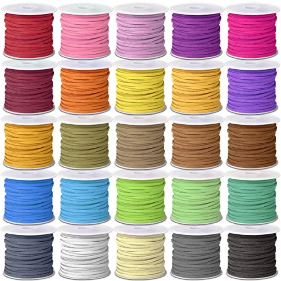 

Faux Suede Leather Cord 25 Rolls Flat for Jewelry Making Leather Strips Laces for Dream Catcher Supplies DIY Crafts Thread Velv