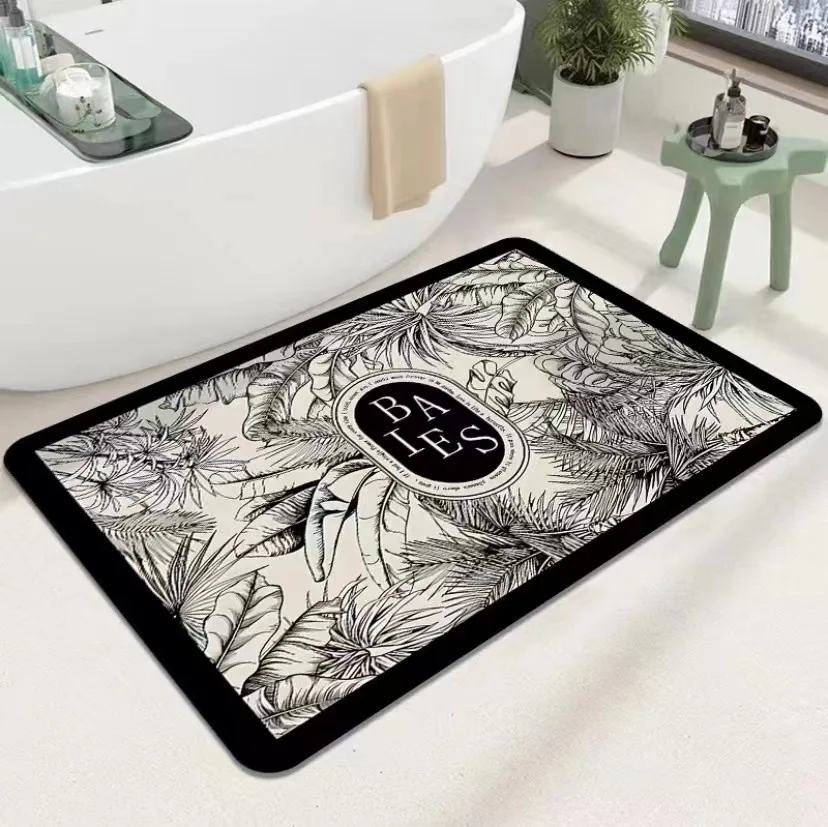 American Retro Water Absorbing Quick Drying Diatomaceous Earth Floor Mat, Bathroom Door Anti Slip Mat, Easy To Dry Foot Mat