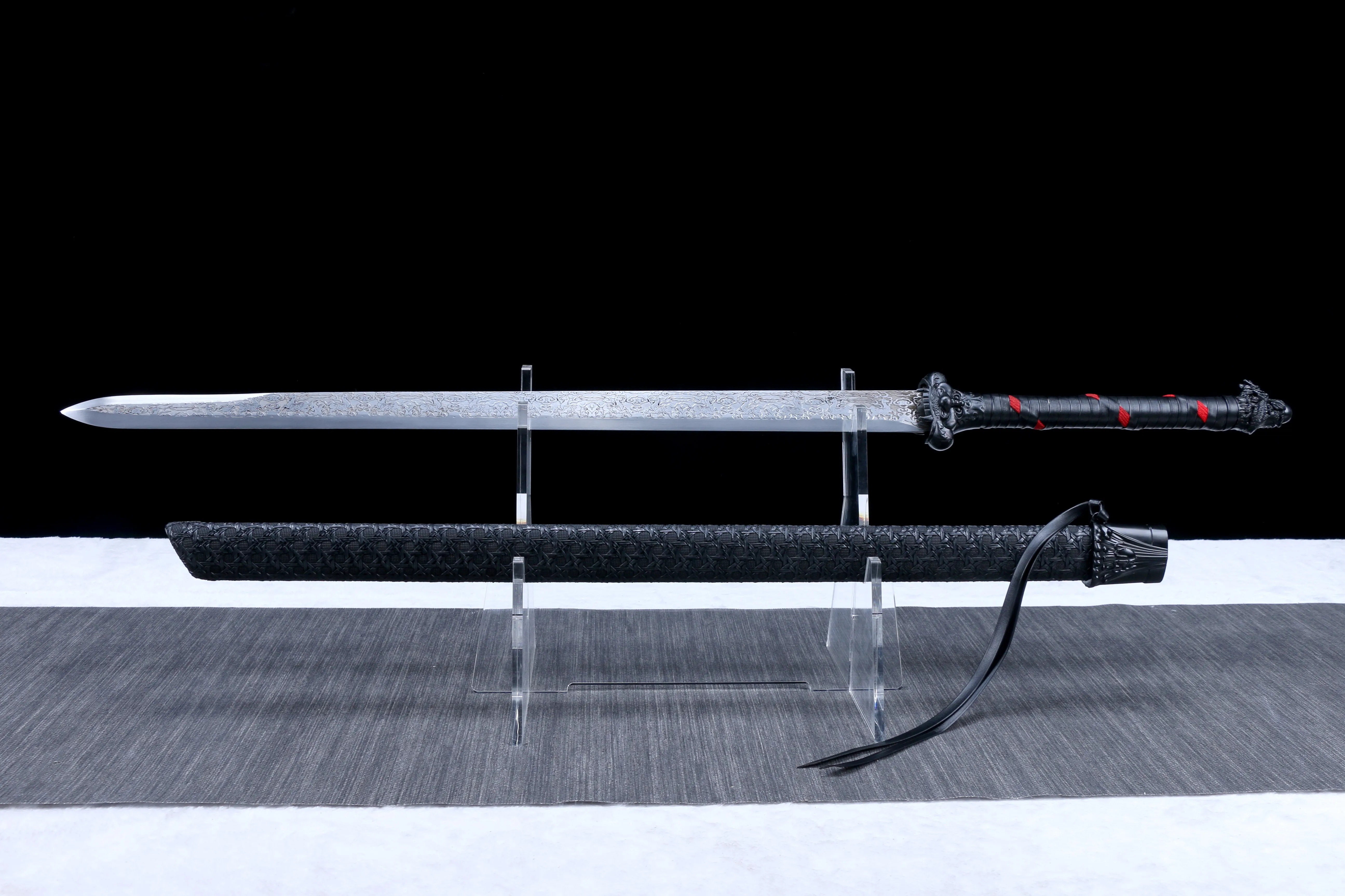

108 cm Medieval black evil Dragon ghost katana full tang high-performance manganese steel Temple Myth Ninja samurai Sword Battle