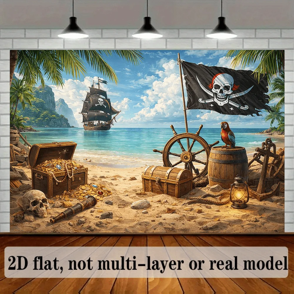 Vintage Pirate Skull Ocean Nautical Tapestry Wall Art Decor Canvas Hanging Poster Tropical Beach Room Decor for Man Cave