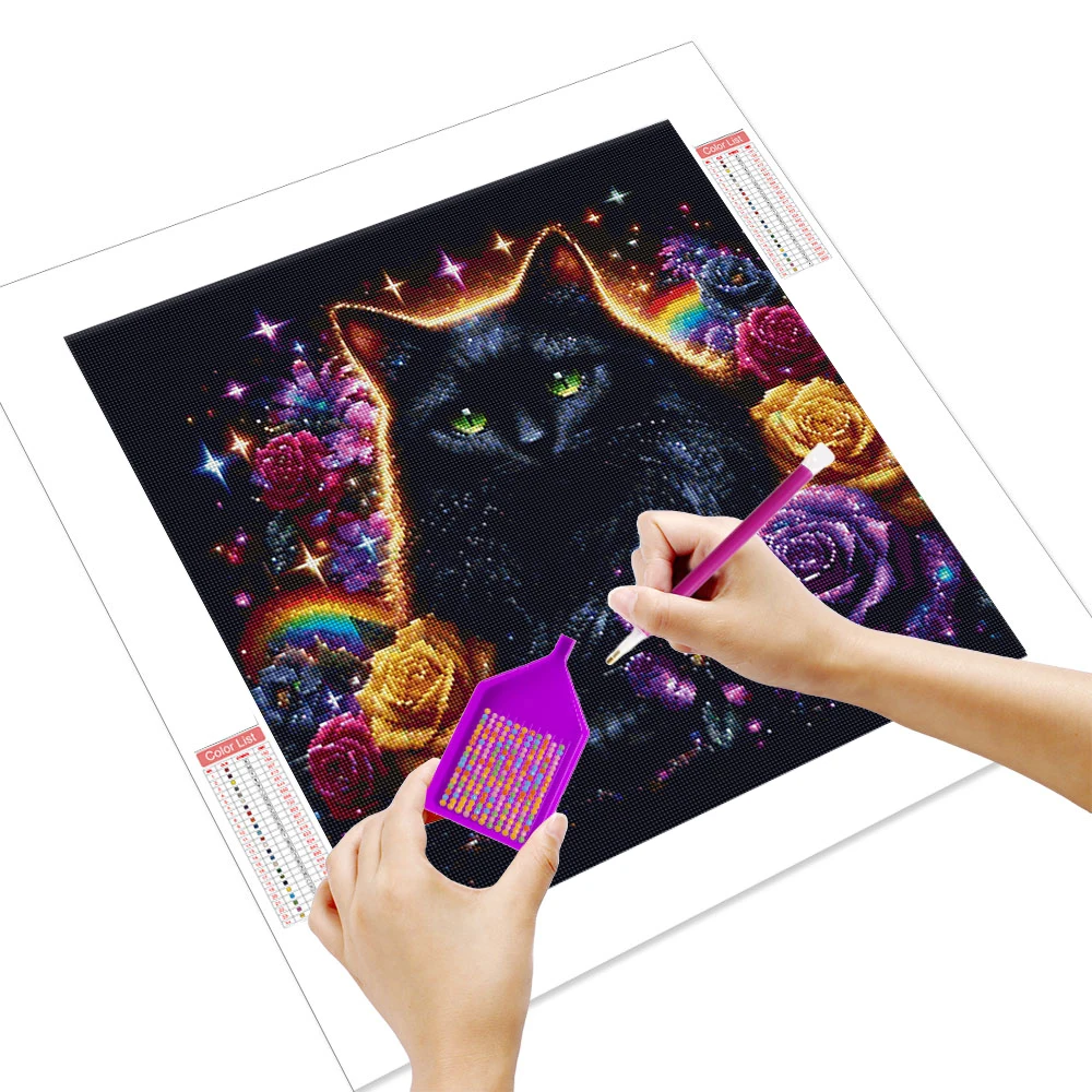 ภาพวาดเพชรไร้กรอบ ลายแมว กุหลา - Art Craft Rose บทวิจารณ์และราคา