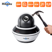Hiseeu 6MP Vandalproof POE PTZ IP Camera 4X Optical Zoom Two Way Audio Night Vision Outdoor Human Detection