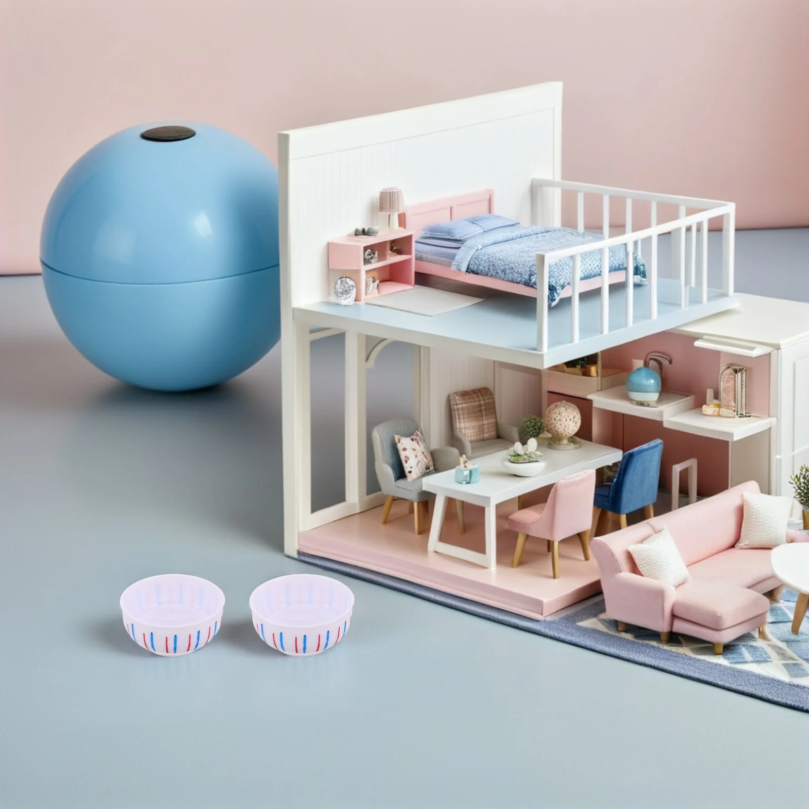 20 Stuks Miniatuur Plastic Ramen Kommen Ronde Kleine Keuken Gerechten Fantasiespel Serveerschalen Mini Poppenhuis Accessoires Micro