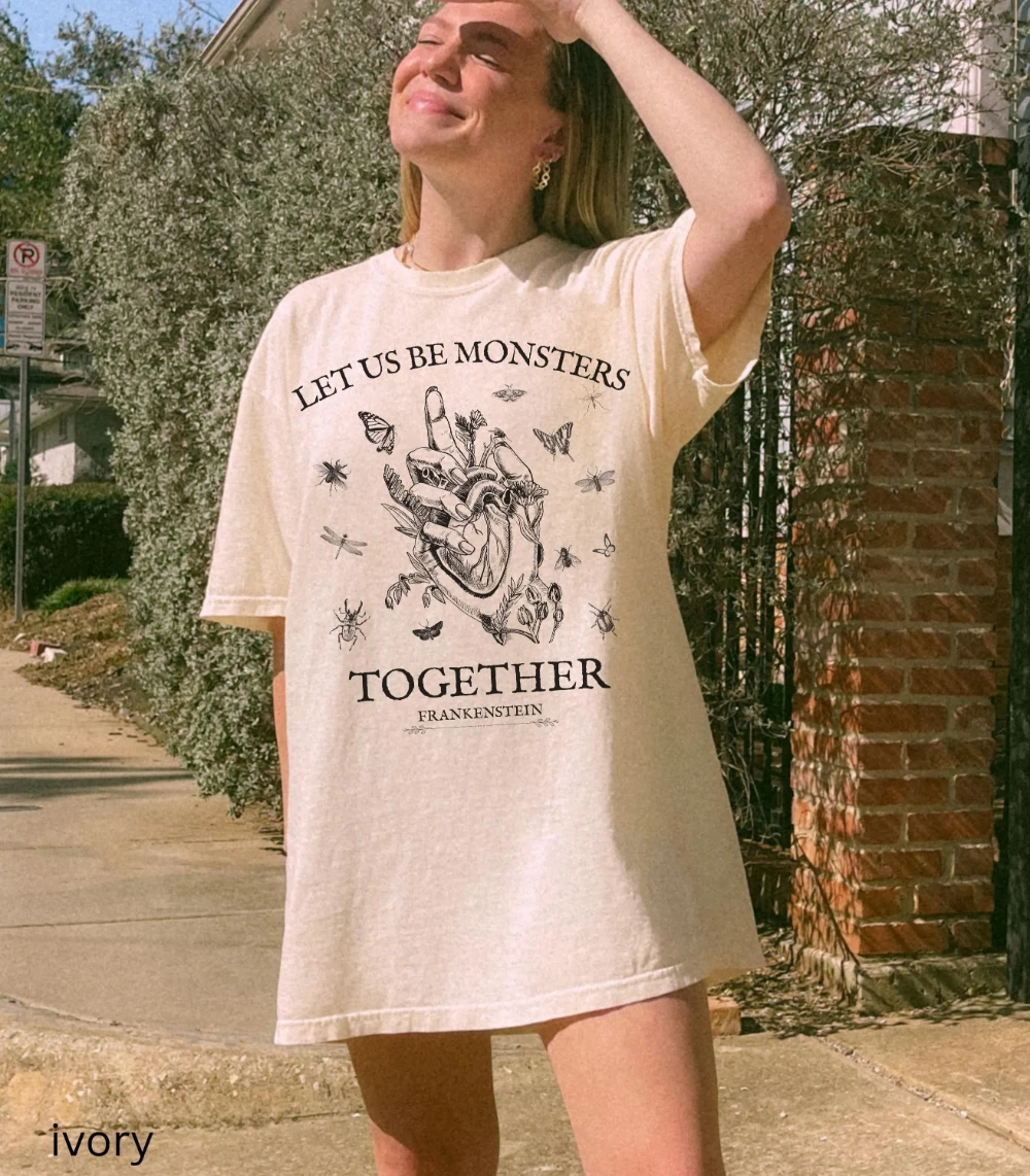 Frankenstein Mary Shelley Tee Insects Spooky Season Horror Gothic Monster Movie Lover Merch Bookish Dark Academia