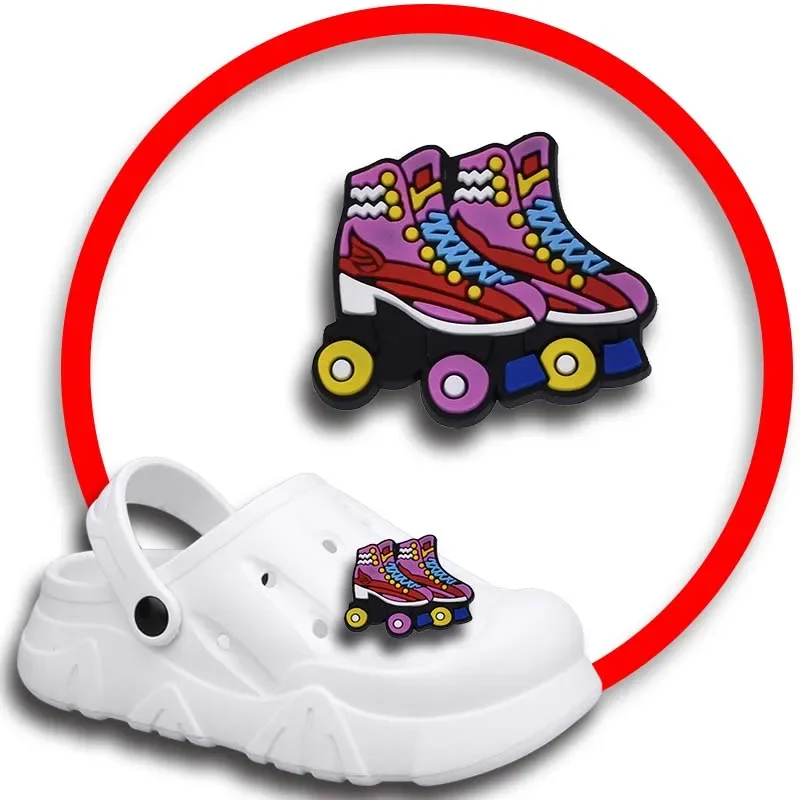 Pattini a rotelle ciondoli per scarpe per Crocs sandali donna zoccoli spille decorazioni per scarpe accessori uomo distintivi ragazze bambini scarpe accessori