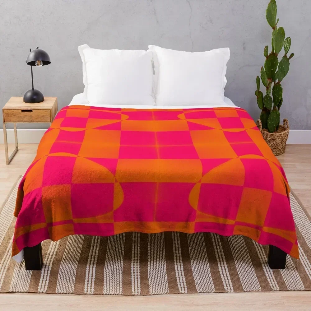 Popping Pink and Orange Throw Blanket Luxury Designer Soft Plaid Blankets For Baby Blankets