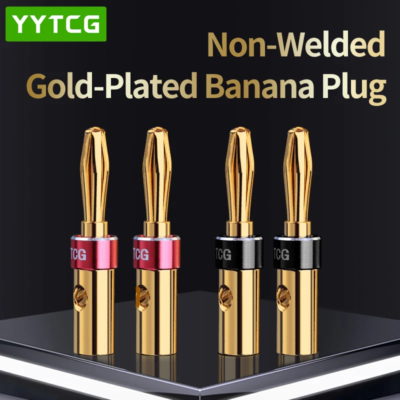 

Banana Plug 4.5mm 24K Pure copper Gold Plated Banana Plugs for Speaker Cable Wire Banana Connector Adapter 4pcs Speaker Plug