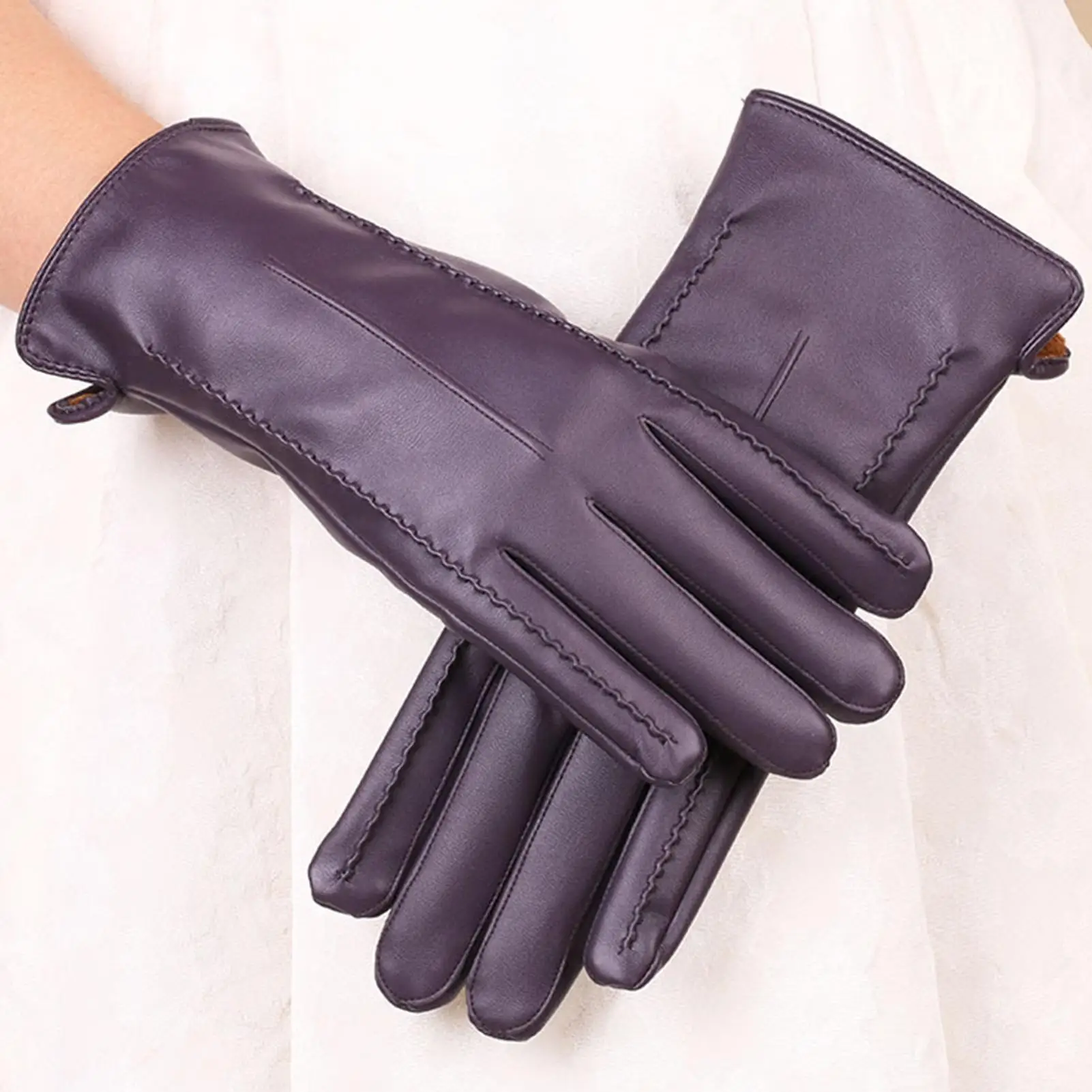 

Womens Leather Gloves Windproof Anti-Slip Hand Warmer Winter Warm Gloves Women For Driving Texting Cycling Daily Commuting