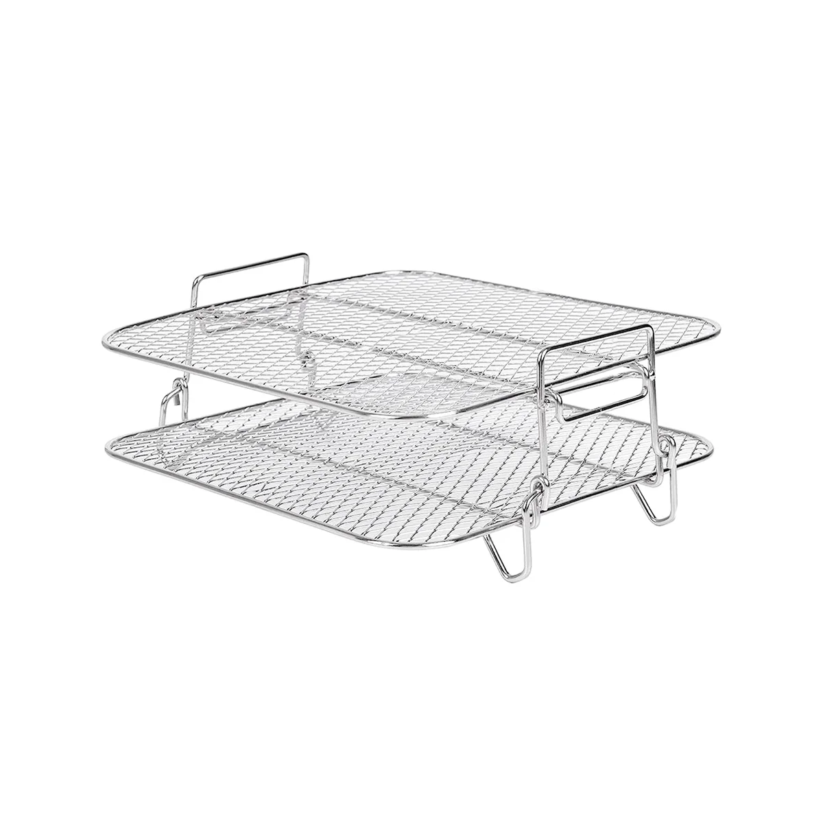 Cremalheira da fritadeira de ar para 5.5l, grelha da fritadeira de ar de 2 camadas/prateleira/rack do desidratador quadrado, acessórios da fritadeira de ar