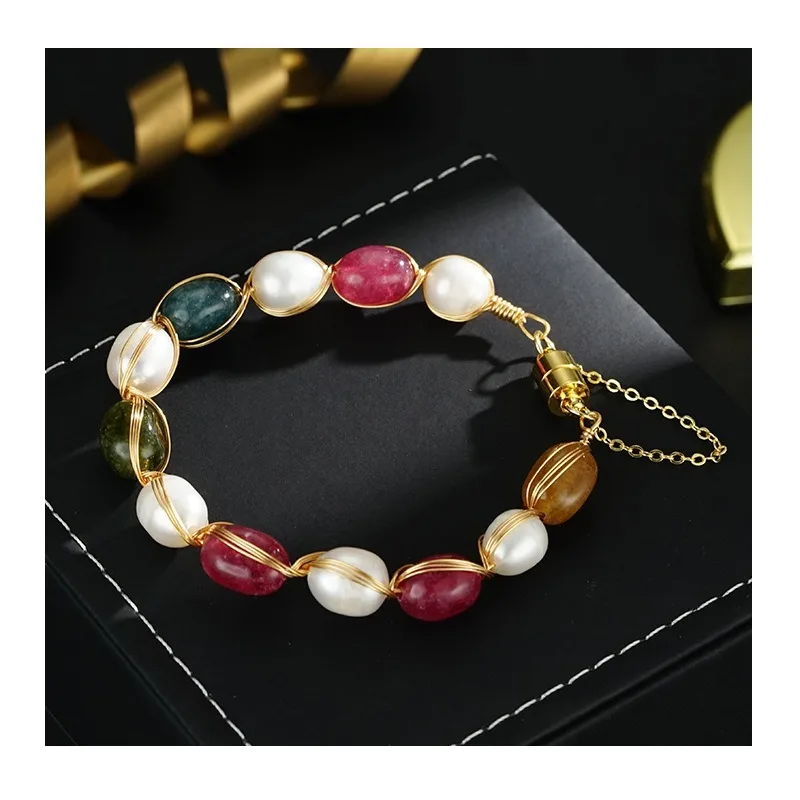 

Niche Versatile High-end Sense Retro Light Luxury Natural Freshwater Pearl Natural Stone Beaded Bracelet Jewelry Women