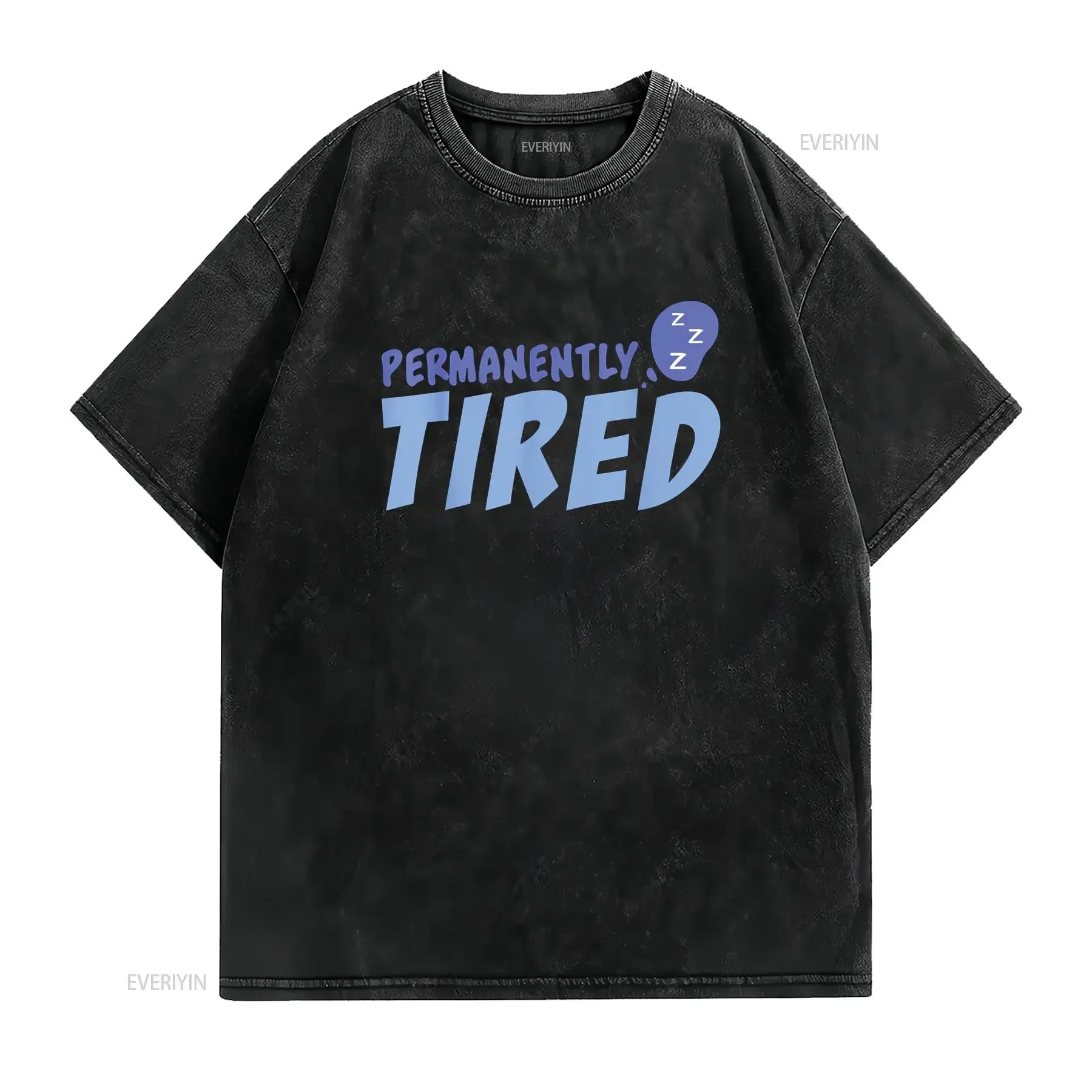 Mens Permanently Tired Humor Exhausted Workaholic Low Battery T Shirt vintage Washed Stylish Breathable Soft designer clothes