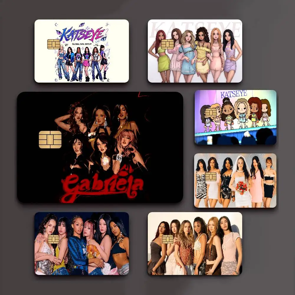 Kpop VIBRANT K-KATSEYE Game Film Cover Sticker Case for Small Chip Credit Debit Card Front Side