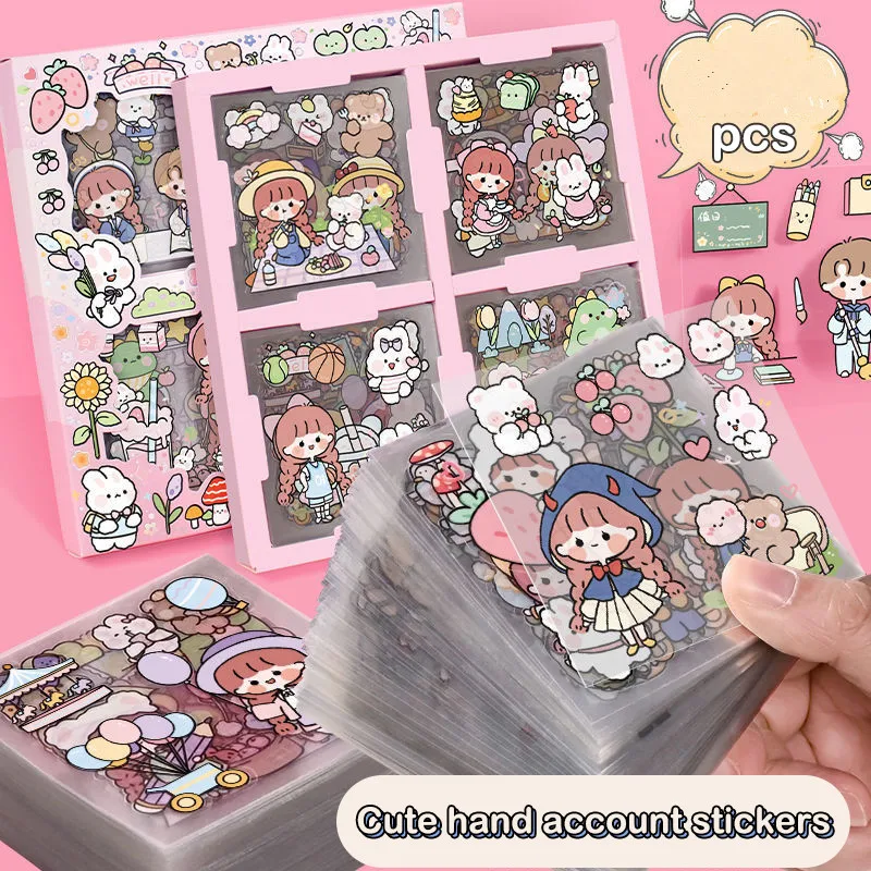 20Pcs Kawaii Stickers PET Pattern Cartoon Scrapbooking Cute Sticker DIY Handbook Stickers Decoration Student Stationery Supplies