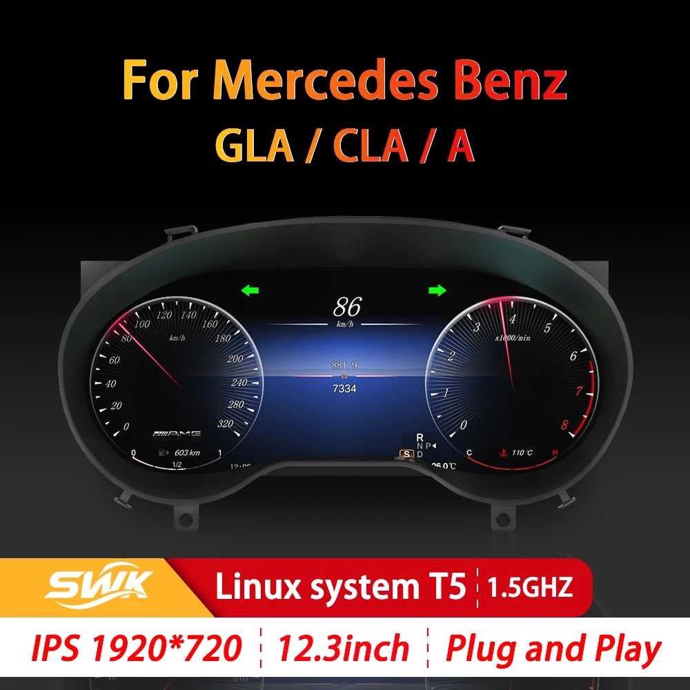 

Для Mercedes Benz W176 CLA C117 GL X156 автомобиль 12,3-дюймовая цифровая приборная панель Linux система ЖК-дисплей приборная панель