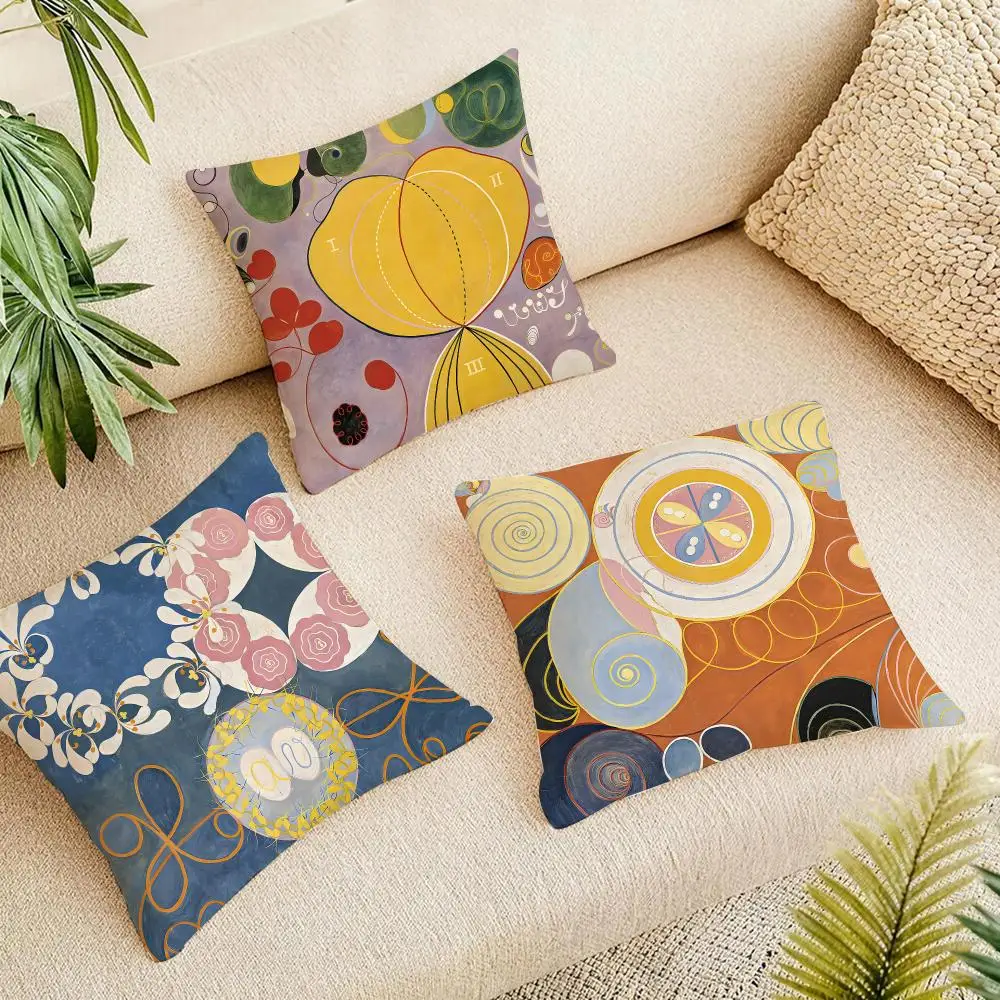 Famous Pretty Art H-Hilma Af Klint Cushion Cover Organic Linen Square Pillow Case Durable Non-Allergenic And Kind To Skin