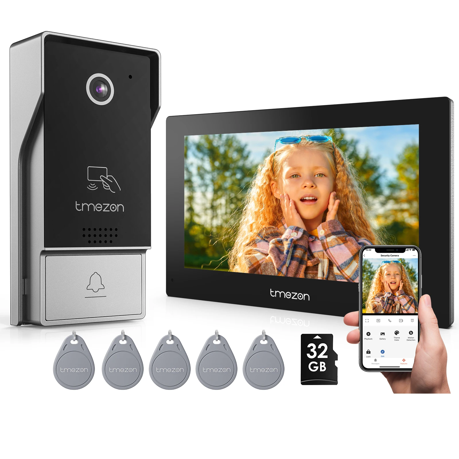 Système d'interphone vidéo numérique pour la maison, moniteur WIFI sans fil 7 pouces, caméra de porte 1080P, sonnette vidéo, déverrouillage par carte Tuya