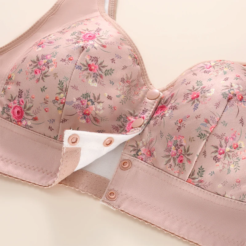 حمالة صدر أنيقة مطبوعة بفتحة أمامية، ملابس داخلية مريحة، ناعمة ومسامية للارتداء اليومي