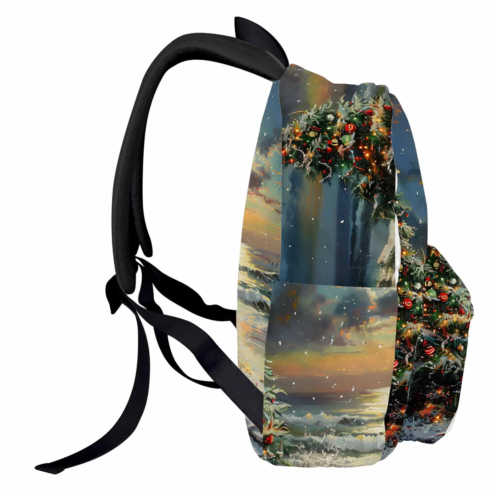 Christmas Beach Christmas Tree Sunset Backpack Teenagers Student School Bags Laptop Custom Backpack for Men Women Travel Bag