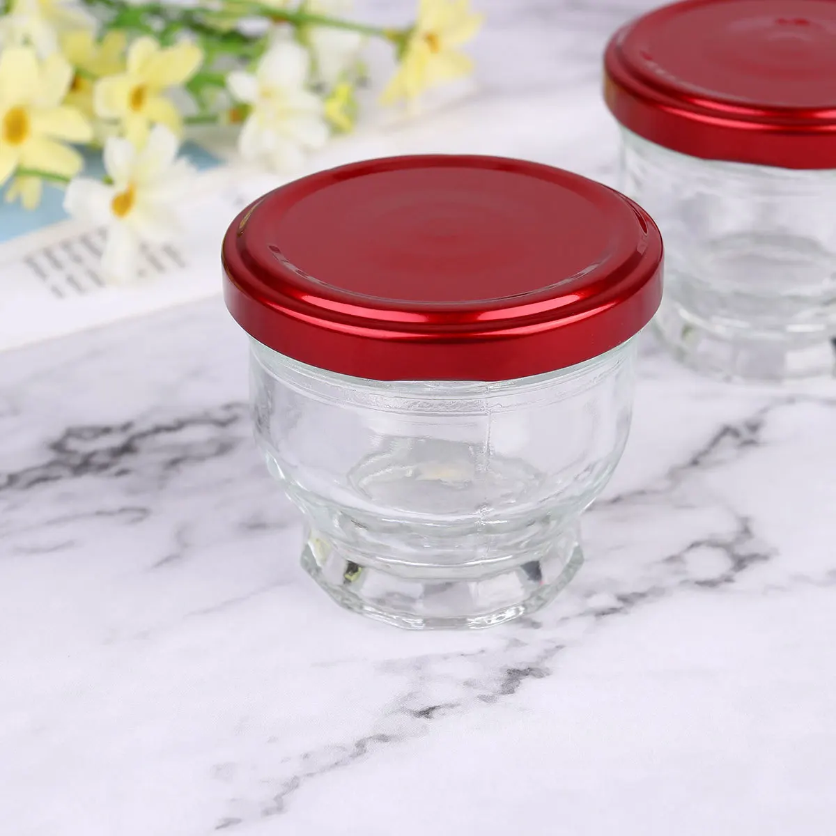 

4Pcs Cubilose Glass Dessert Bottles Heat-Resistant Pudding Jars Honey Cups for Home Shop 75ml Glass Dessert Jars