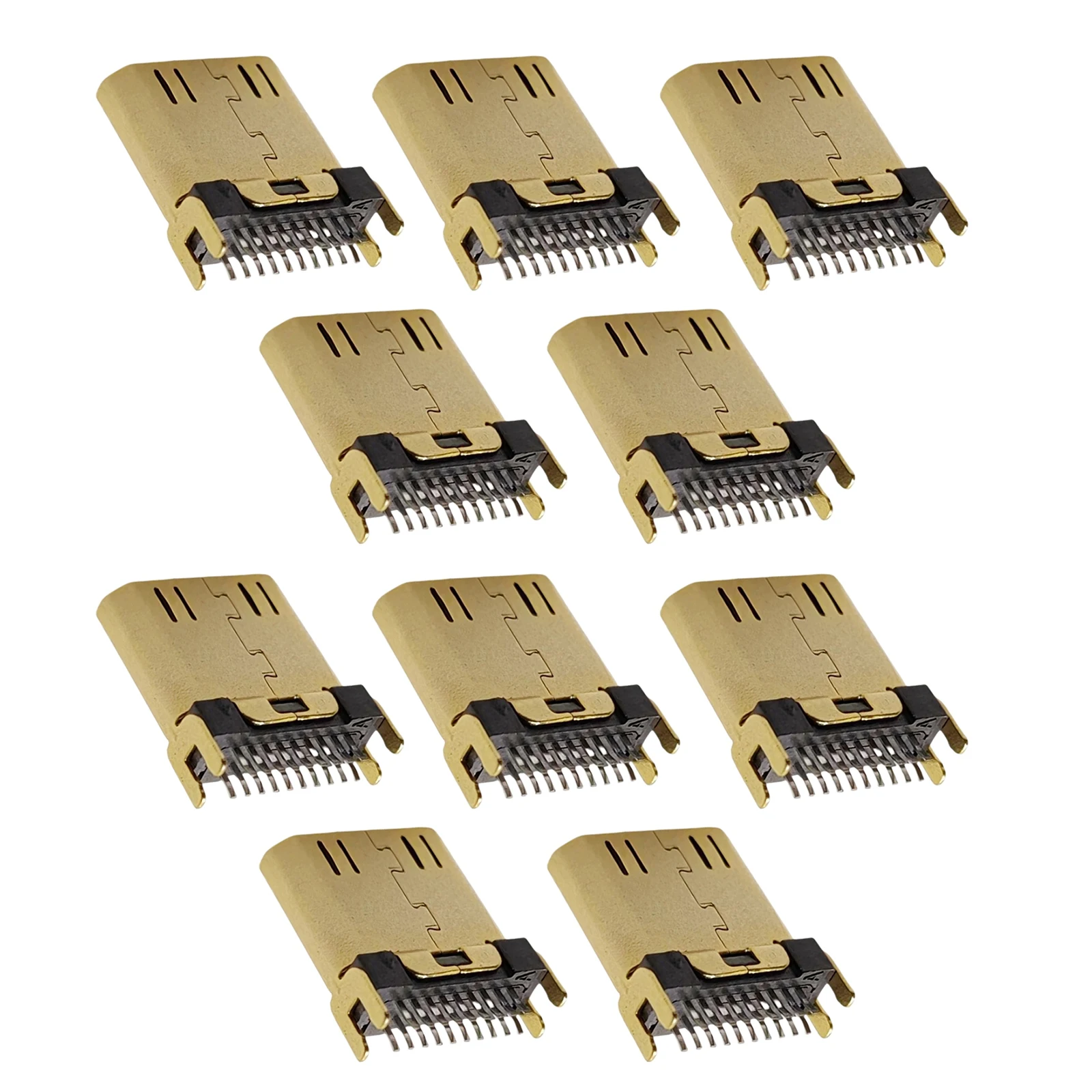 موصل ذكر صغير متوافق مع HDMI ، مقعد 19P رأس المشبك نوع مع تباعد ، ملحومة مطلية بالذهب ، عمودي ، مقبس قابس مستقيم ، 10 والي
