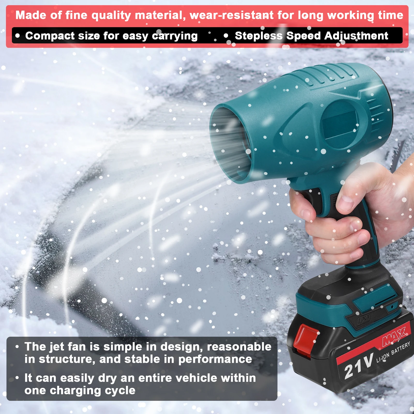يده أنبوبي Turbofan عالية الطاقة مروحة نفاثة الليثيوم مروحة عنيفة متعددة الوظائف آلة غسل سيارات عالية الطاقة منفاخ الغبار تنظيف أداة