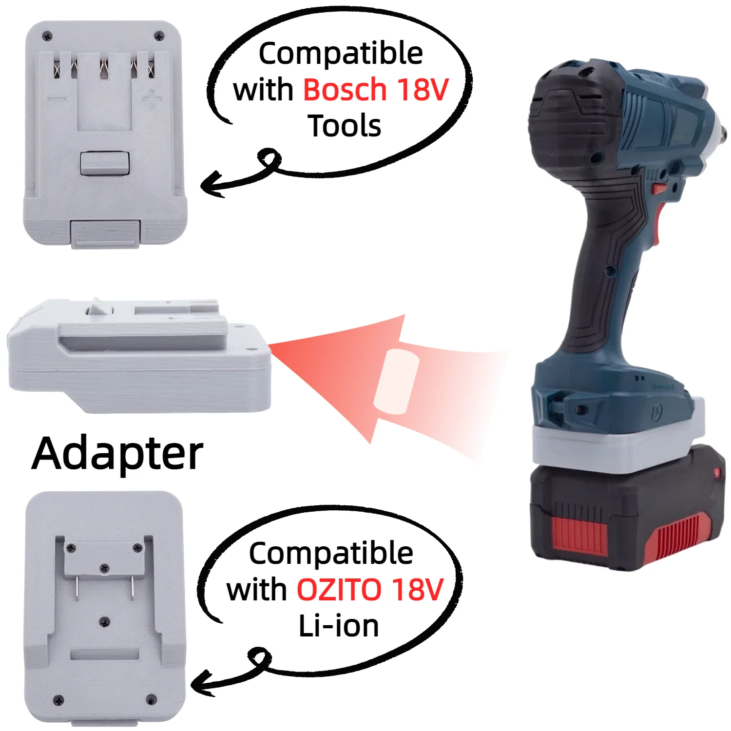 

1/2 Pcs Battery Adapter/Converter for OZITO 18V Li-ion Battery TO Bosch 18V Cordless Tools Accessory(Only Adapter)