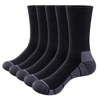 5 Pairs Men's Socks Cushioned Sports Wicking Breathable Performance Cotton Crew Socks for Training Hiking Walking Work Athletic