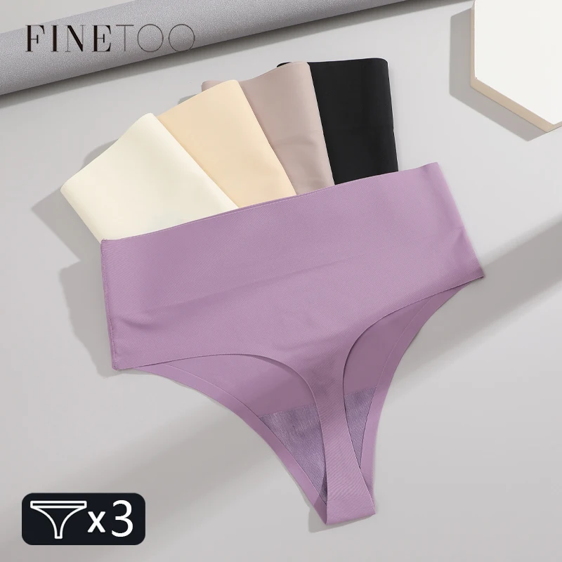 3PCS Seamless High Waist Thongs Women's Soft Stretchy Panties Sexy Tummy Control Shapewear Female Slimming Butt Lifter Lingerie