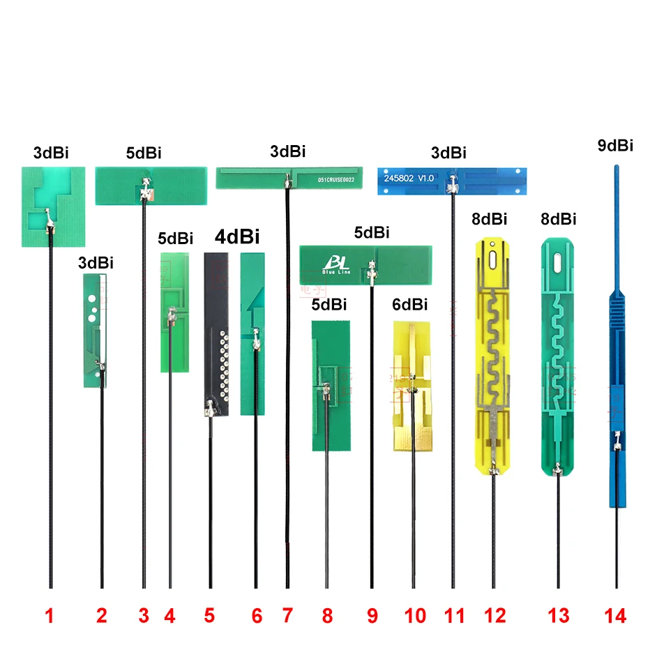 5Pcs 2.4Ghz 5.8Ghz Antenna WiFi internal 2.4G 5.8G PCB Soft Antenna SMA-J male High Gain 2400Mhz For ZigBee Bluetooth Module