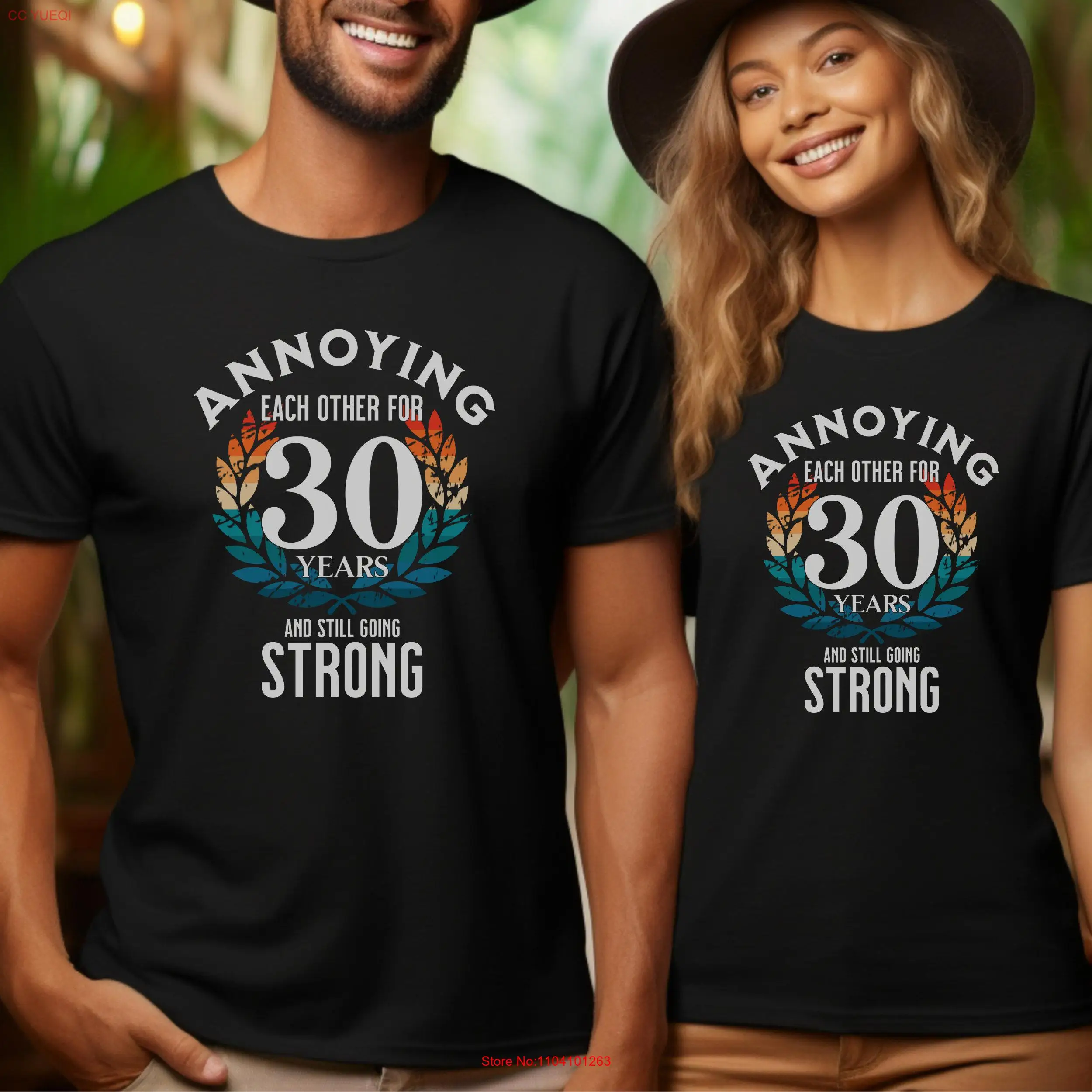 

Funny 30th wedding anniversary shirt for Husband Wife Annoying each other 30 years Retro sunset color gift the couple