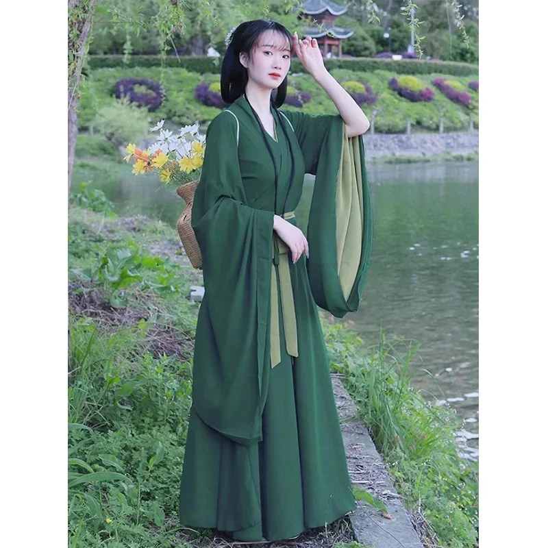 Vestido chino antiguo tradicional verde, Cosplay de baile Oriental de Asia, disfraz de actuación de escenario de princesa Hanfu, hermoso