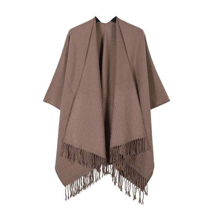 New red , solid color, with a slit, large shawl scarf, warm cape