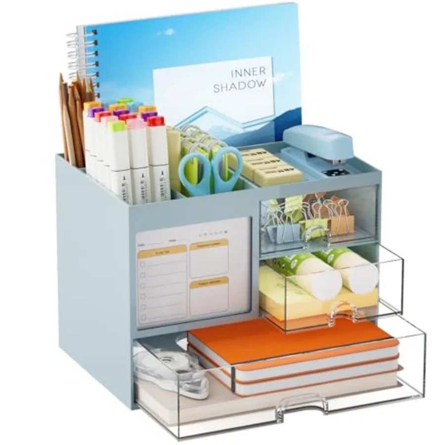 

Desk Organizer with 3 Drawer, Multi-Functional Pencil Pen Holder for Desk, Desktop Organizer Storage for Office Home Art Suppli