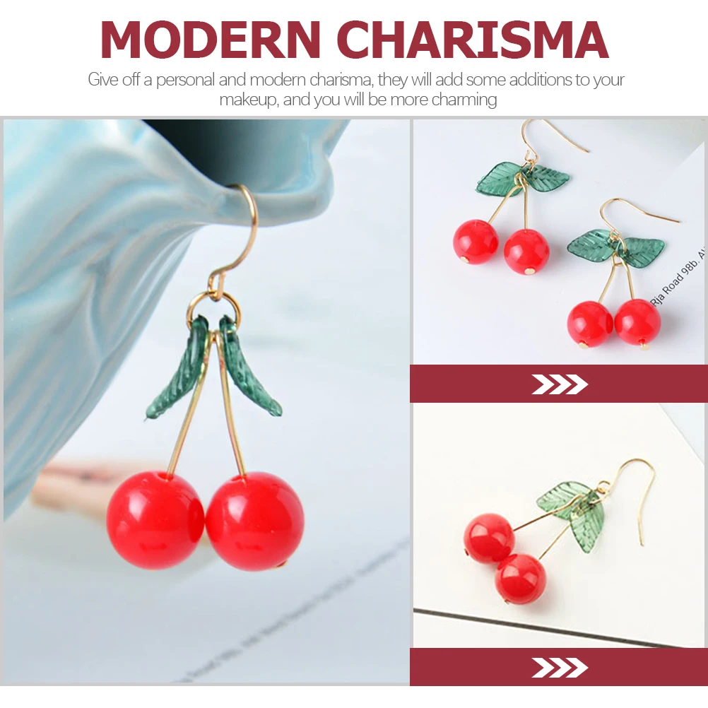 

Cherry Earrings for Women Jewelry Crystal Acrylic Fruit Girl Dangle Handmade