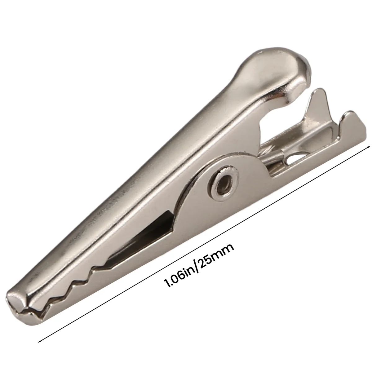 FLLF 100 шт. 1,06 дюйма/27 мм мини-металлические зажимы типа «крокодил», зажимы типа «крокодил» серебряного тона, никелированные пружинные зажимы для испытательной линии.