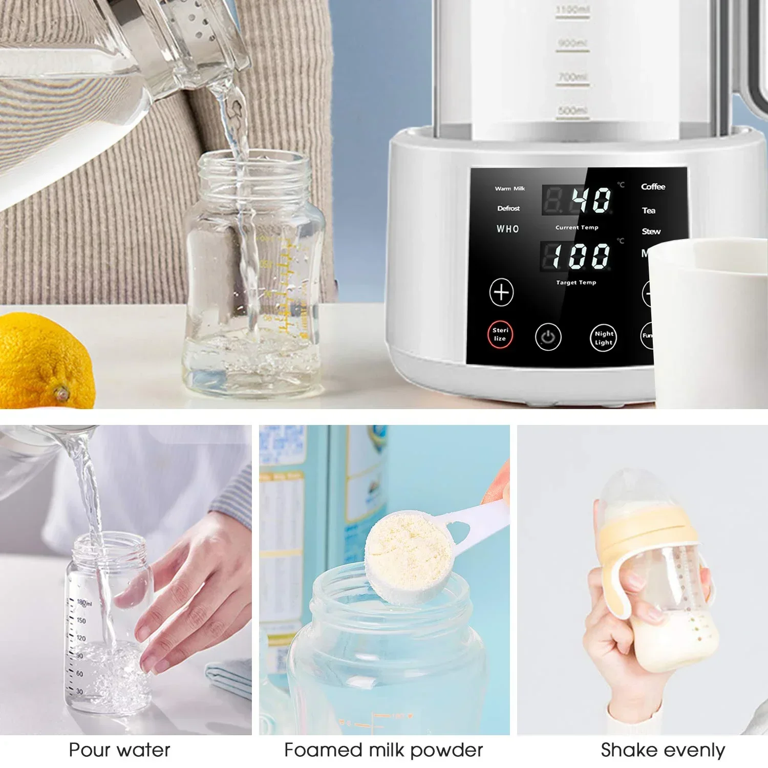 Baby Milk Instant Warmer Feeding Bottle Warmer Formula Dispenser Electric Kettle with Accurate Temperature Control for Formula