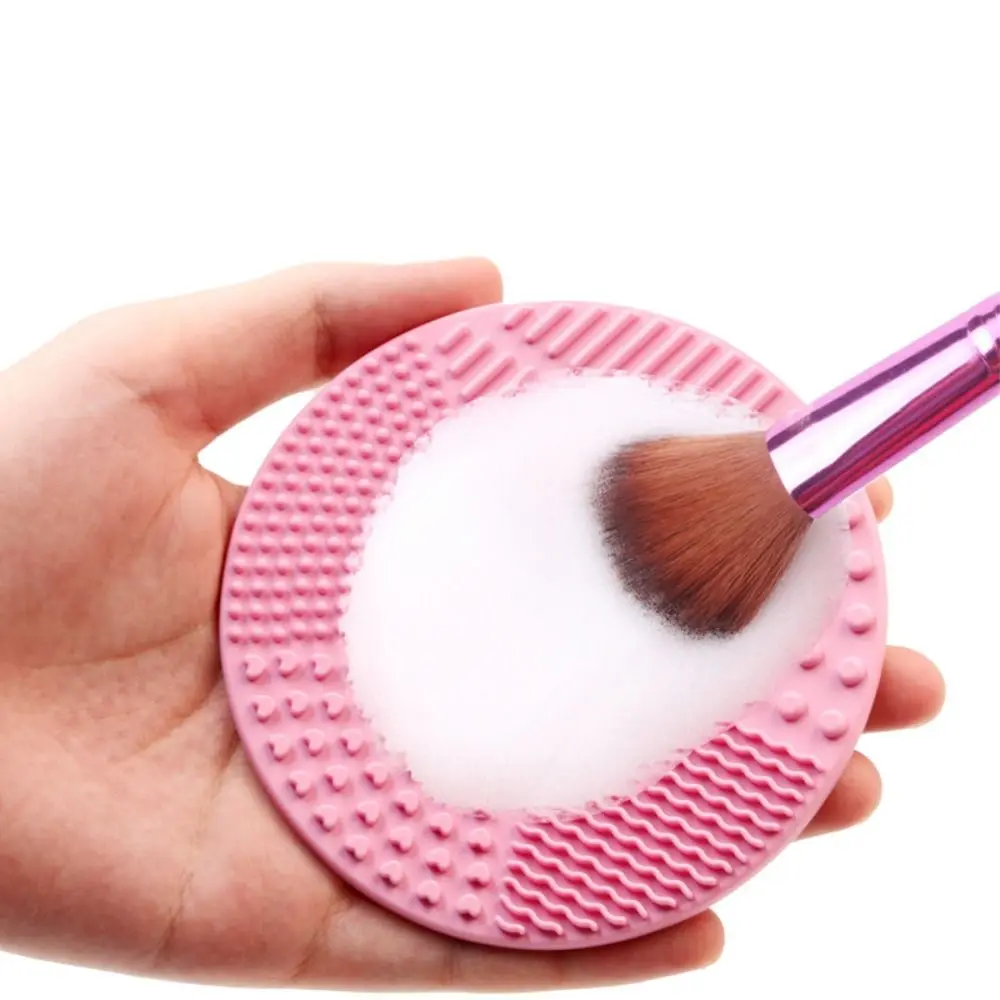 Silicone Maquiagem Brush Cleaning Pad, Beauty Cleaner, Ferramentas de limpeza cosmética, Round Wash Scrubber Board, Acessórios