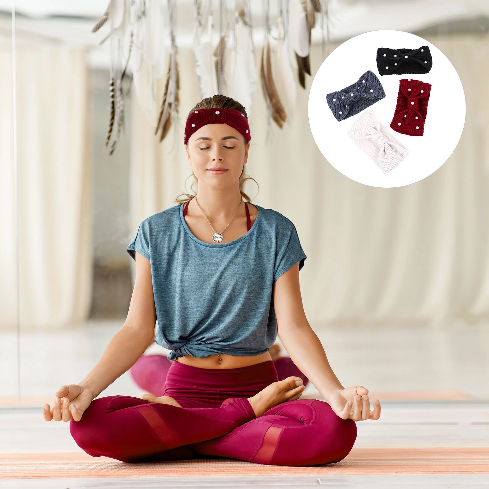 

4-шт ленты, шерстяная повязка на голову с жемчугом, шерстяная повязка на голову, зимние повязки для волос для девочек