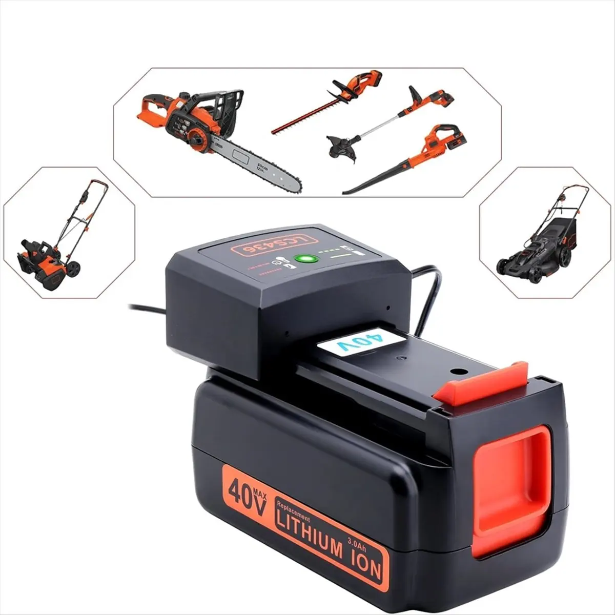 AS67 HAPPY^40V Battery Charger Replacement for 36v 40V Max Lithium Battery Charger LCS36 LCS40 LBXR36 US Plug